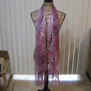 NWT Guess Marciano pink white snake print silk scarf wrap sash OS